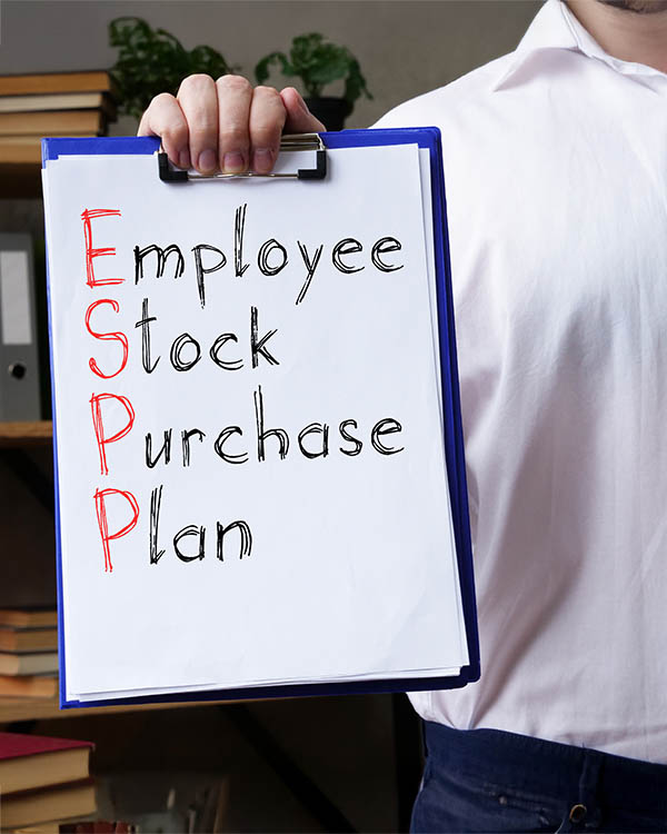 Employee Stock Purchase Plan ESPP is shown on the conceptual business photo Employee Stock Purchase Plan ESPP