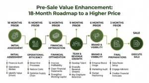 Infographic summarising key pre sale value enhancement steps and value factors at Sofer Advisors