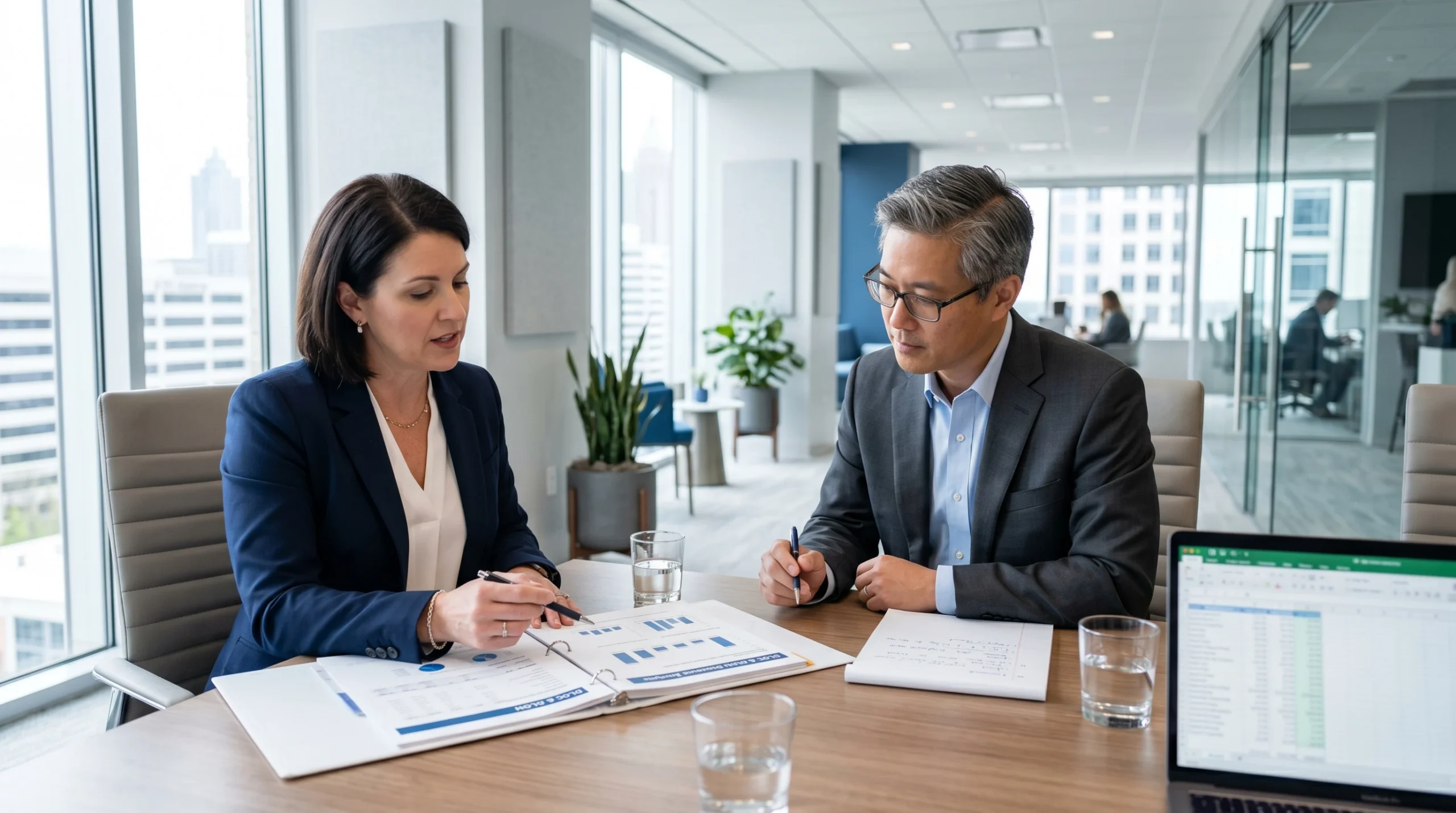 CPA and estate attorney reviewing DLOC and DLOM discount analysis at Sofer Advisors